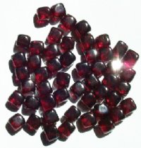50 8mm Diagonal Hole Garnet Cube Beads
